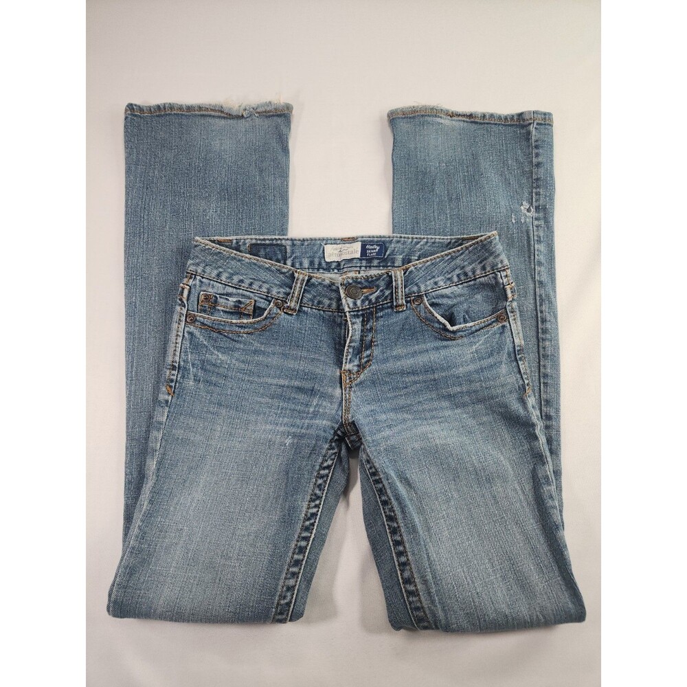 Aeropostale Hailey Skinny Flare Jeans Womens 3/4 Long Light Wash Y2K Low Rise
